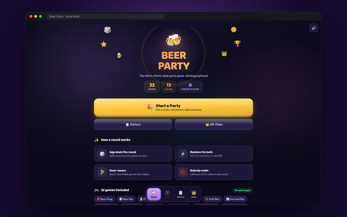 Beer Party home screen
